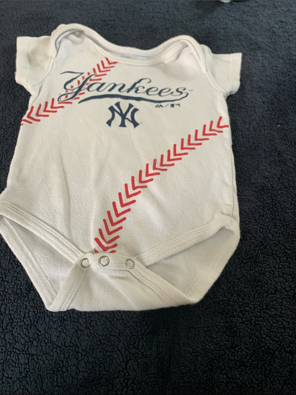 Infant One-Piece Bodysuit - White with Navy & Red Graphics